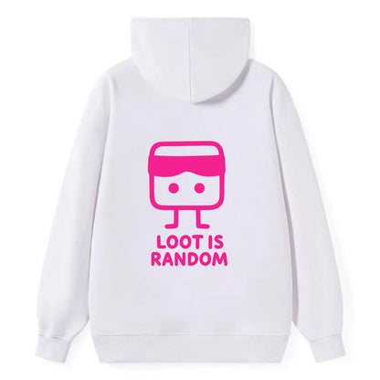 LOOT IS RANDOM | Dice wearing blindfold - Classic Pullover Hoodie - White