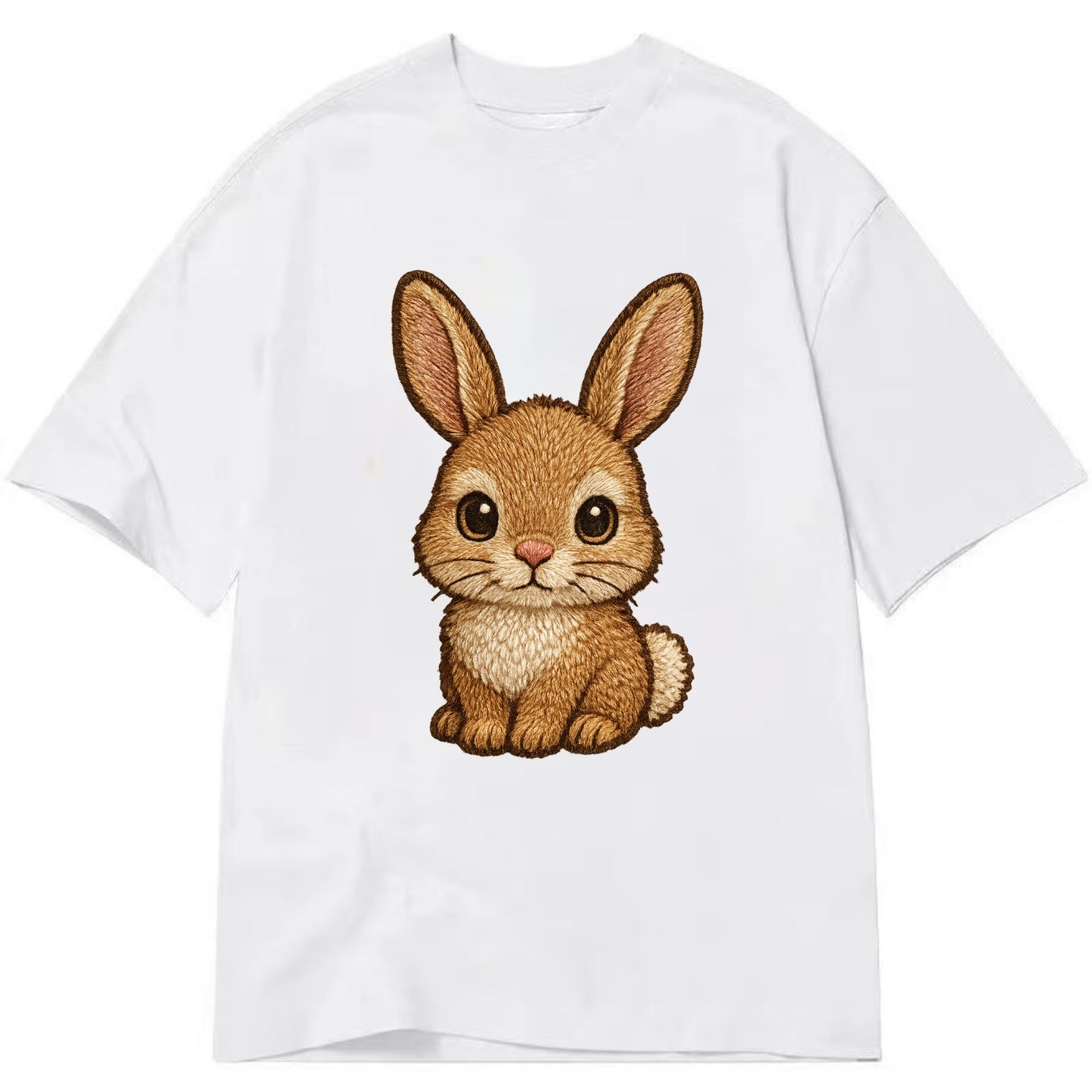 Baby Rabbit - long ears, fluffy white tail, pink nose, large brown eyes, - Classic T-shirt - White