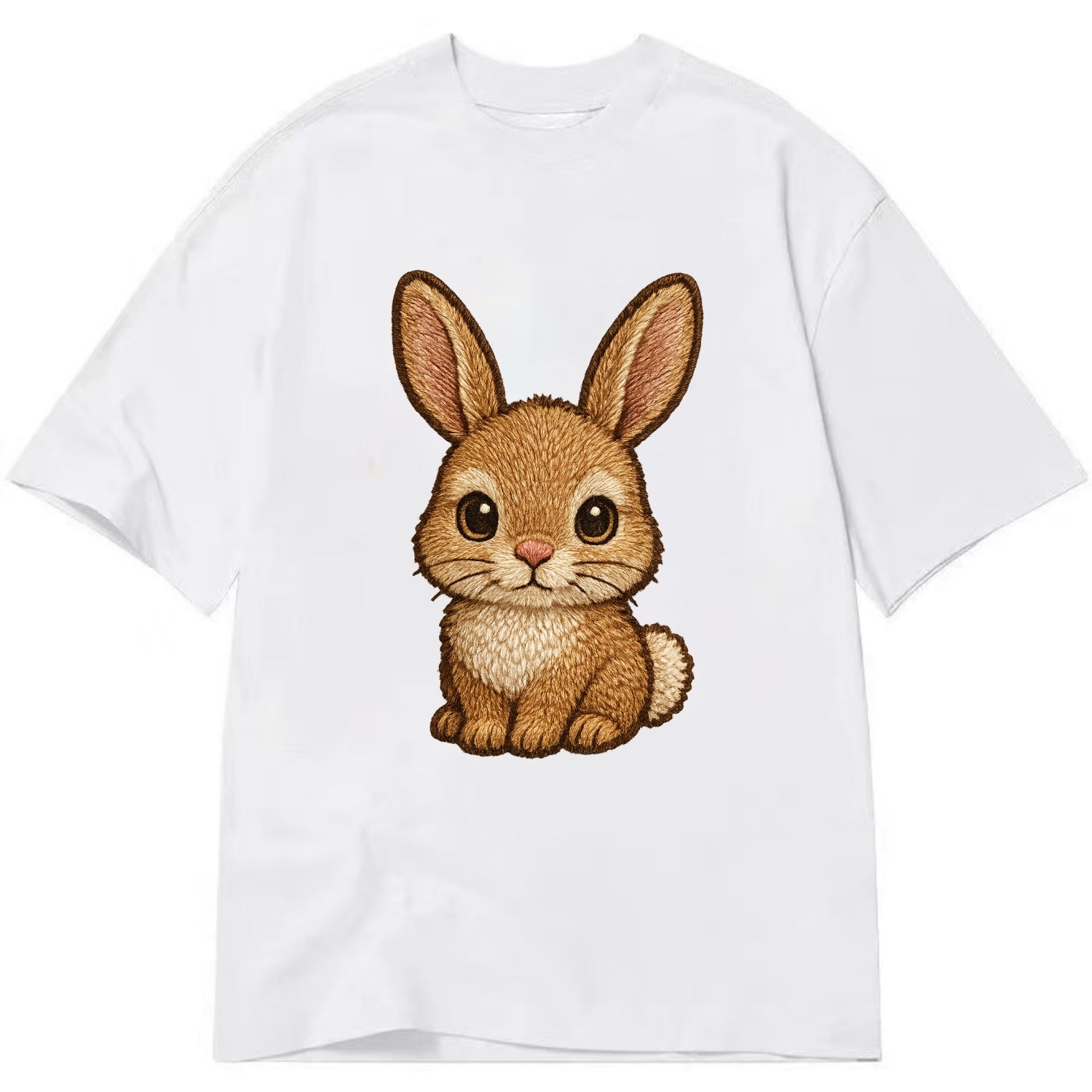 Baby Rabbit - long ears, fluffy white tail, pink nose, large brown eyes, - Classic T-shirt - White
