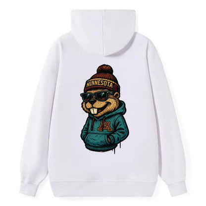Minneapolis Gopher wearing Minnesota beanie with M patch - Classic Pullover Hoodie - White