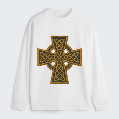 Book Of Kells Cross - Classic Long Sleeve Shirt - White