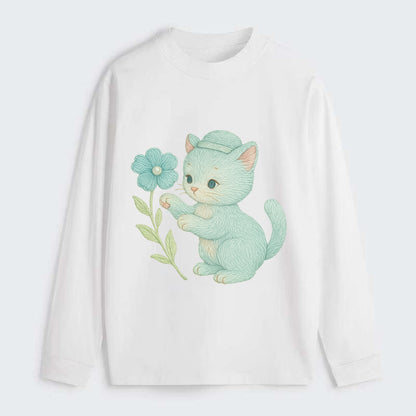 Aqua Kitten - Classic Long Sleeve Shirt - White