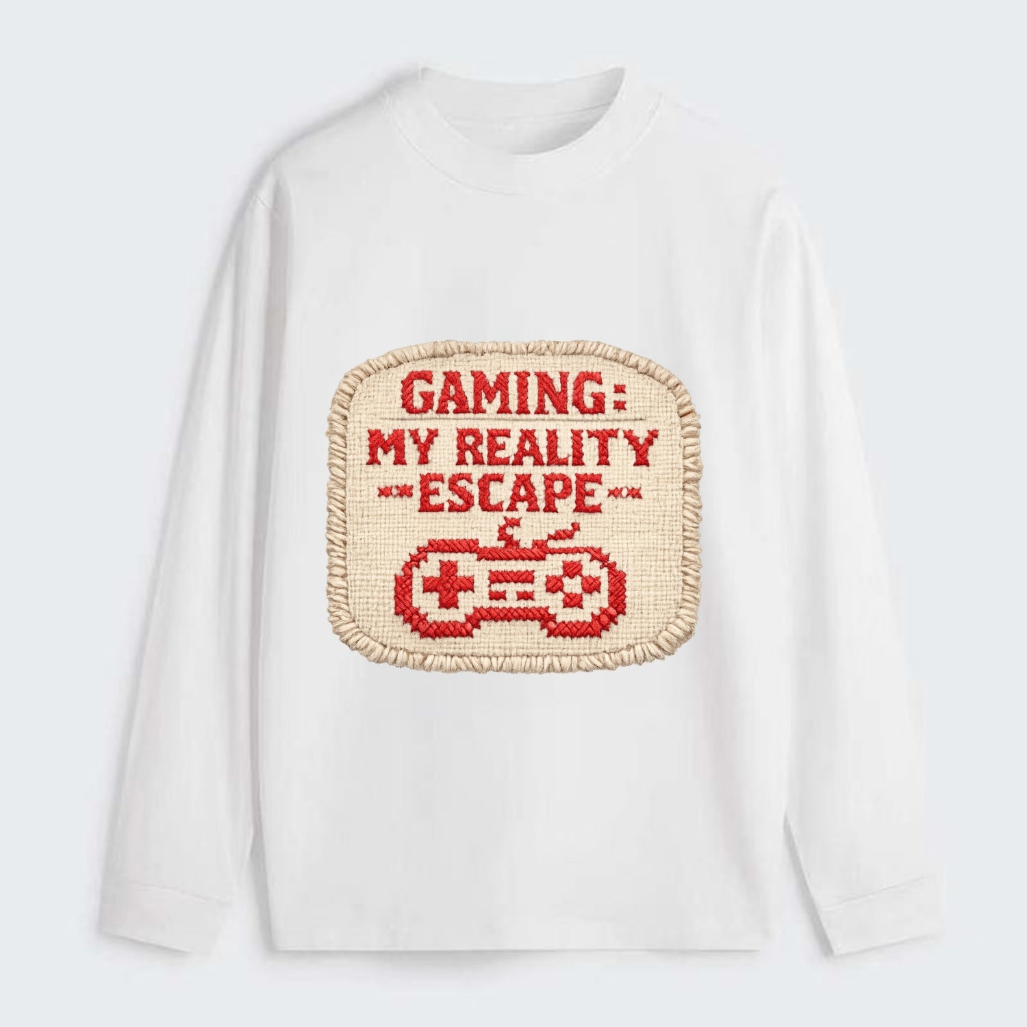 GAMING: MY REALITY ESCAPE - red game escape - red - gaming reality - Classic Long Sleeve Shirt - White