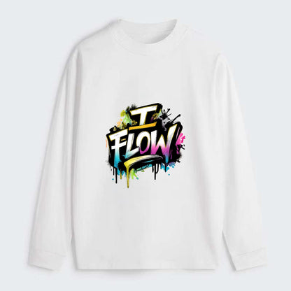Bold typography design - "I FLOW" - going with life, easy movement - Classic Long Sleeve Shirt - White