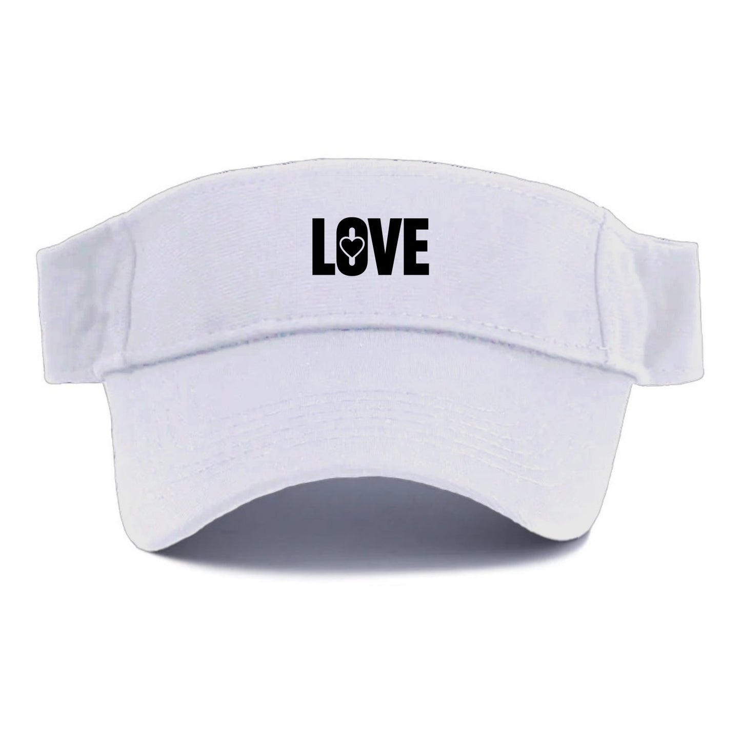 Bold typography design - "LOVE" - universal connection, heart centered - Visor - White