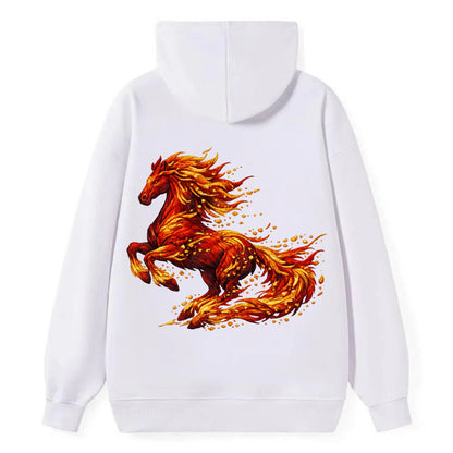 EMBER RISING | Sparks forming into horse shape | Particles of fire | - Classic Pullover Hoodie - White