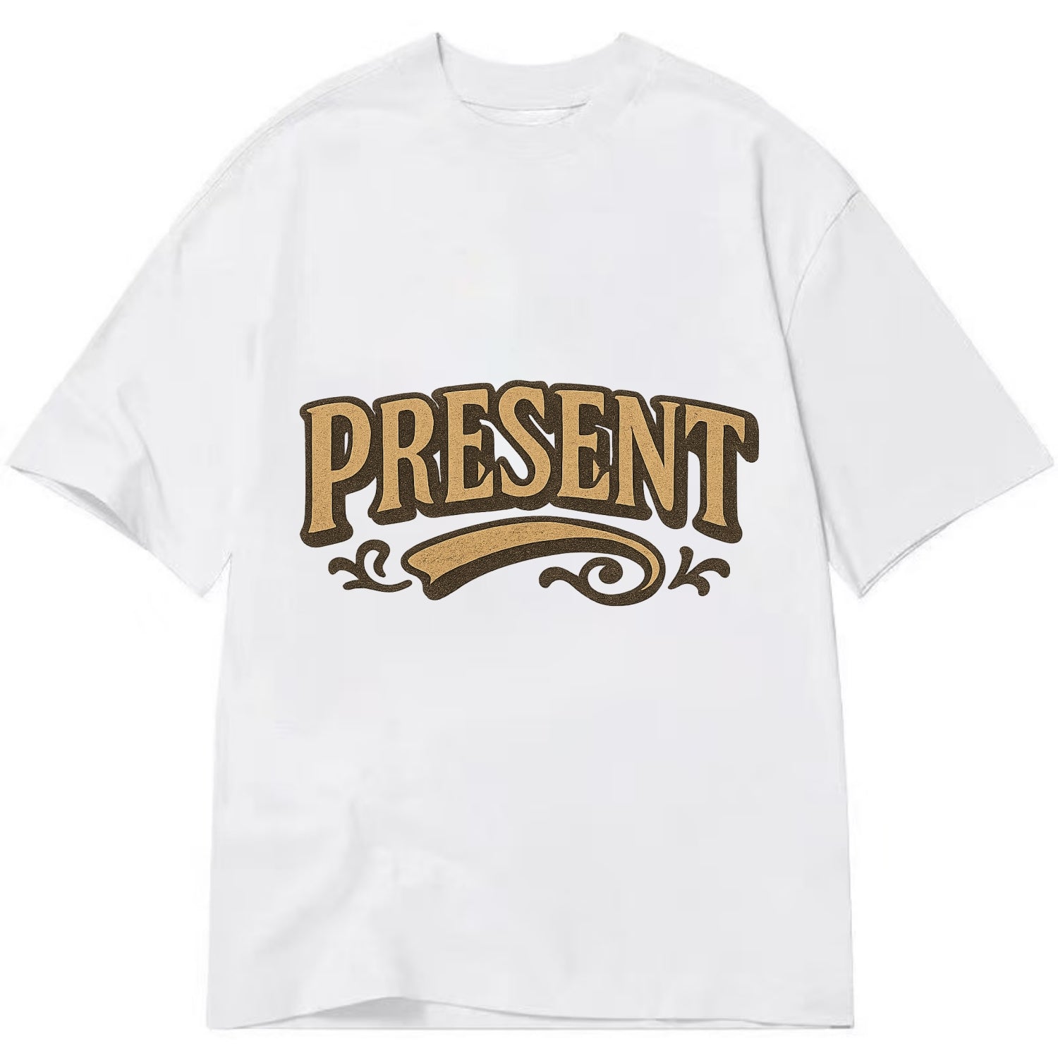 Bold typography design - "PRESENT" - living in the now - Classic T-shirt - White