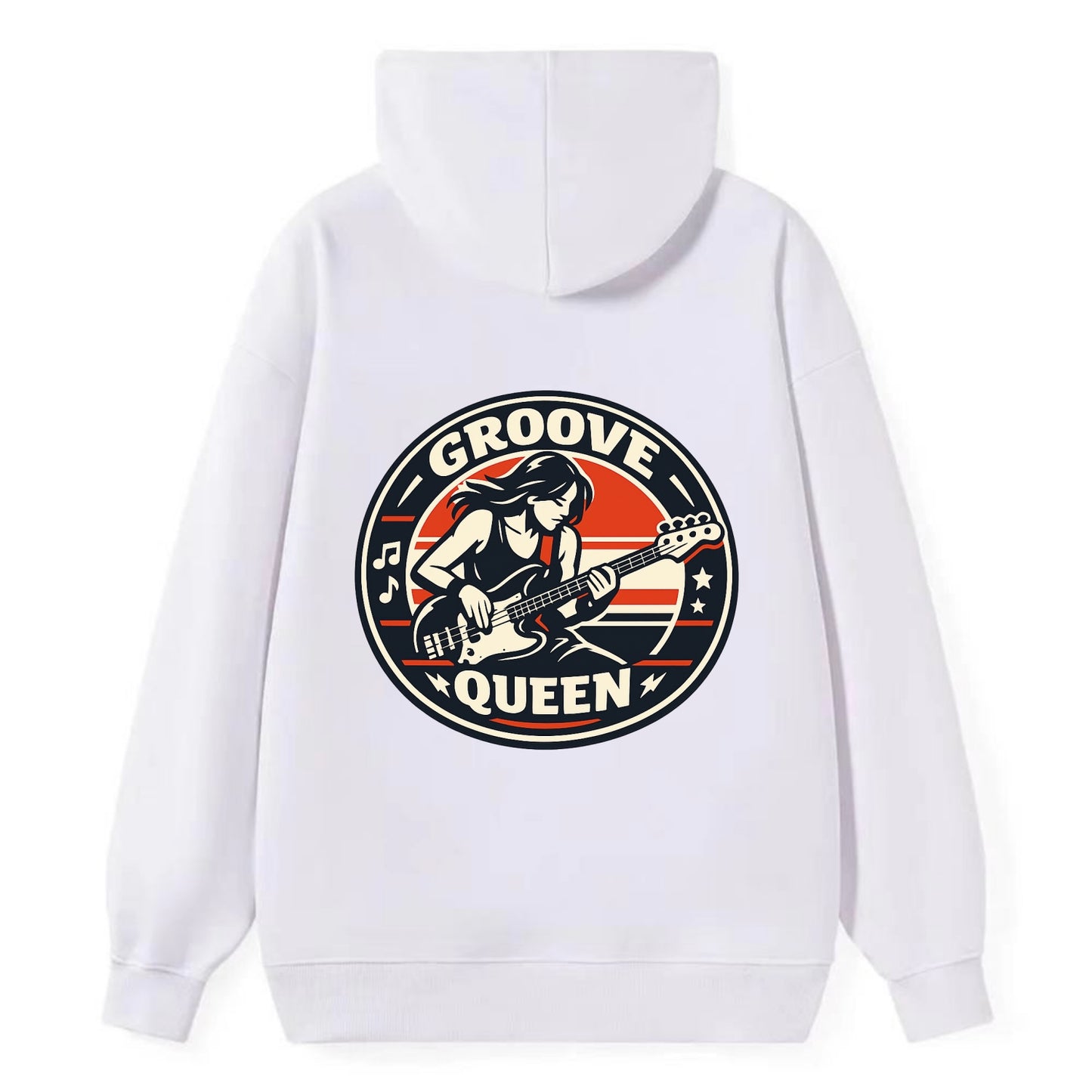 Groove Queen Emblem - Classic Pullover Hoodie - White