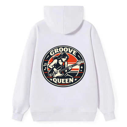 Groove Queen Emblem - Classic Pullover Hoodie - White