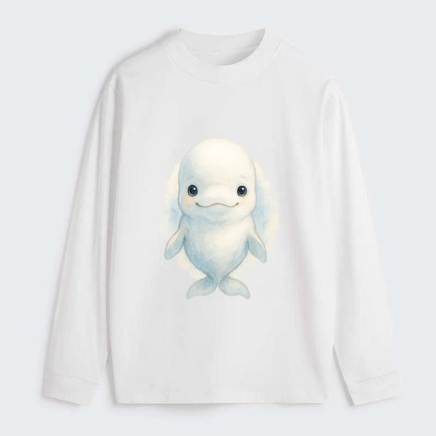 Baby Beluga Whale - pure white, rounded forehead, small eyes with big - Classic Long Sleeve Shirt - White