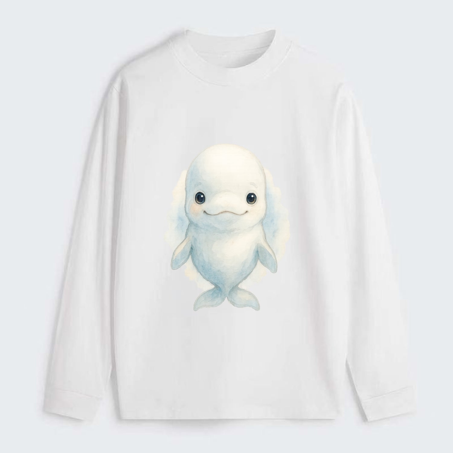 Baby Beluga Whale - pure white, rounded forehead, small eyes with big - Classic Long Sleeve Shirt - White