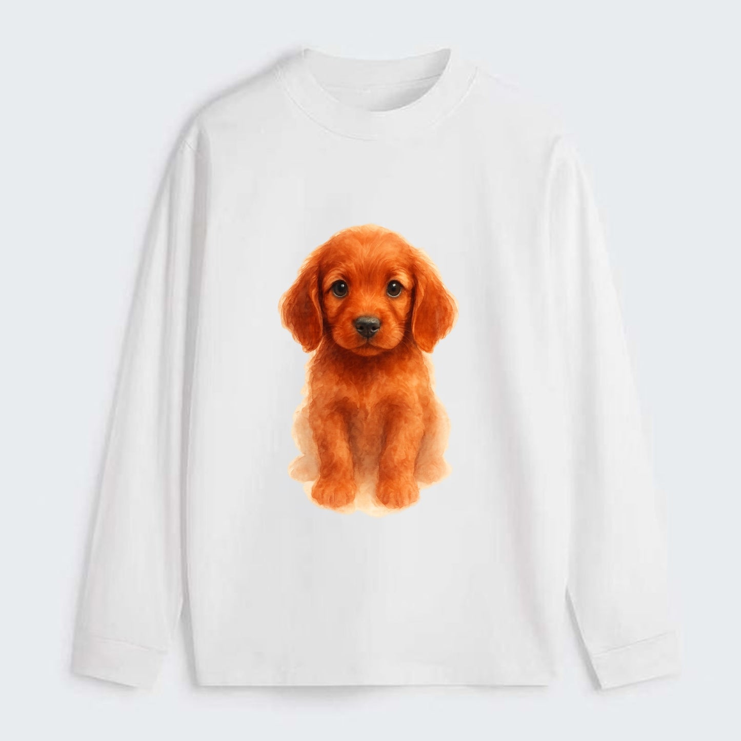 Baby Irish Setter Puppy - mahogany red coat, feathered ears, friendly - Classic Long Sleeve Shirt - White