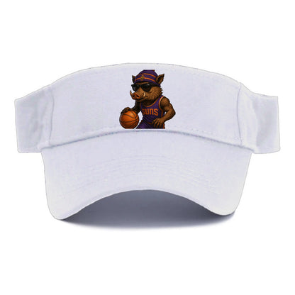 Phoenix Javelina wearing Suns beanie with cactus patch and wayfarer sunglasses - Visor - White