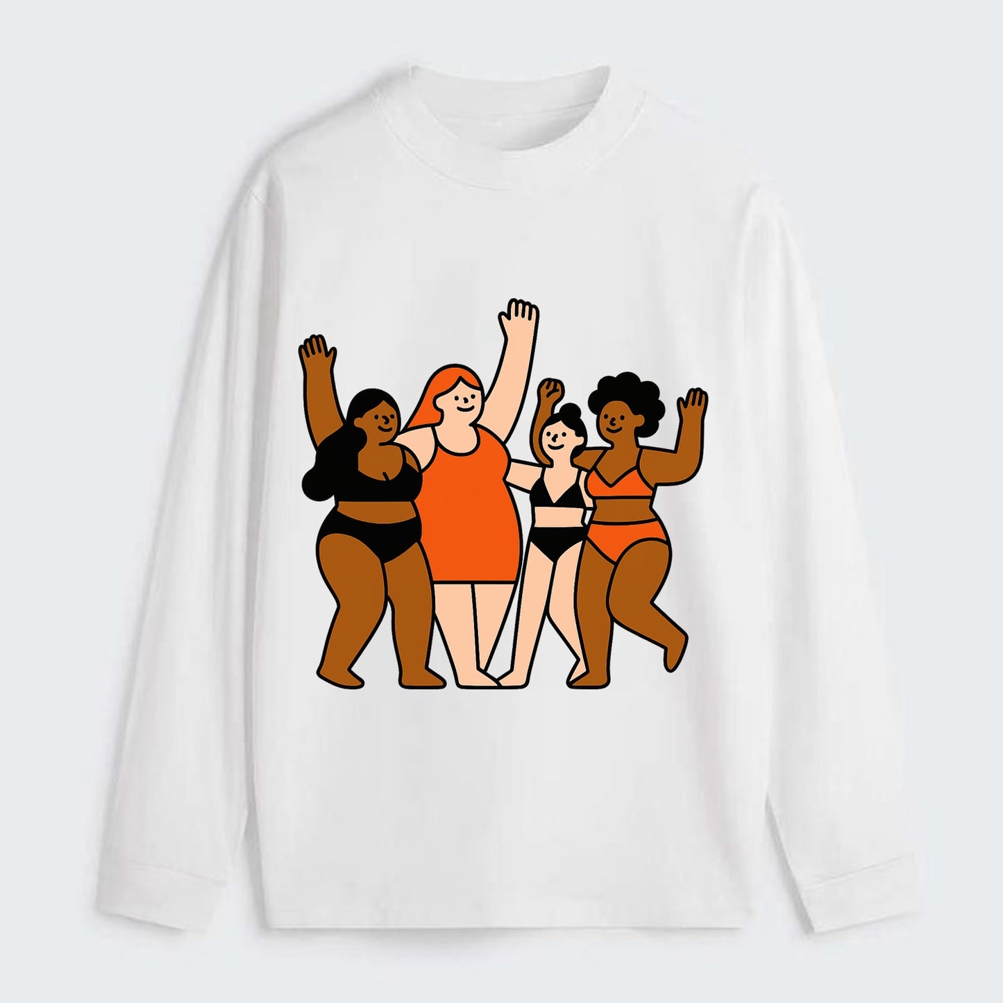 Diverse body types celebrating together - body positivity movement, all - Classic Long Sleeve Shirt - White