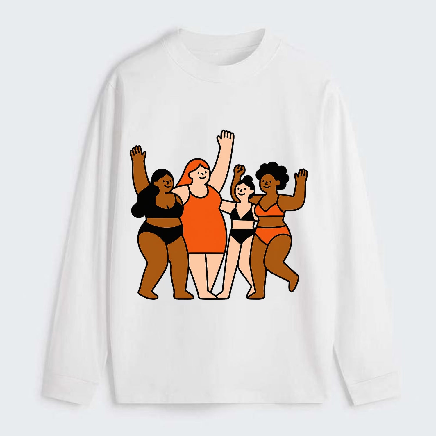 Diverse body types celebrating together - body positivity movement, all - Classic Long Sleeve Shirt - White