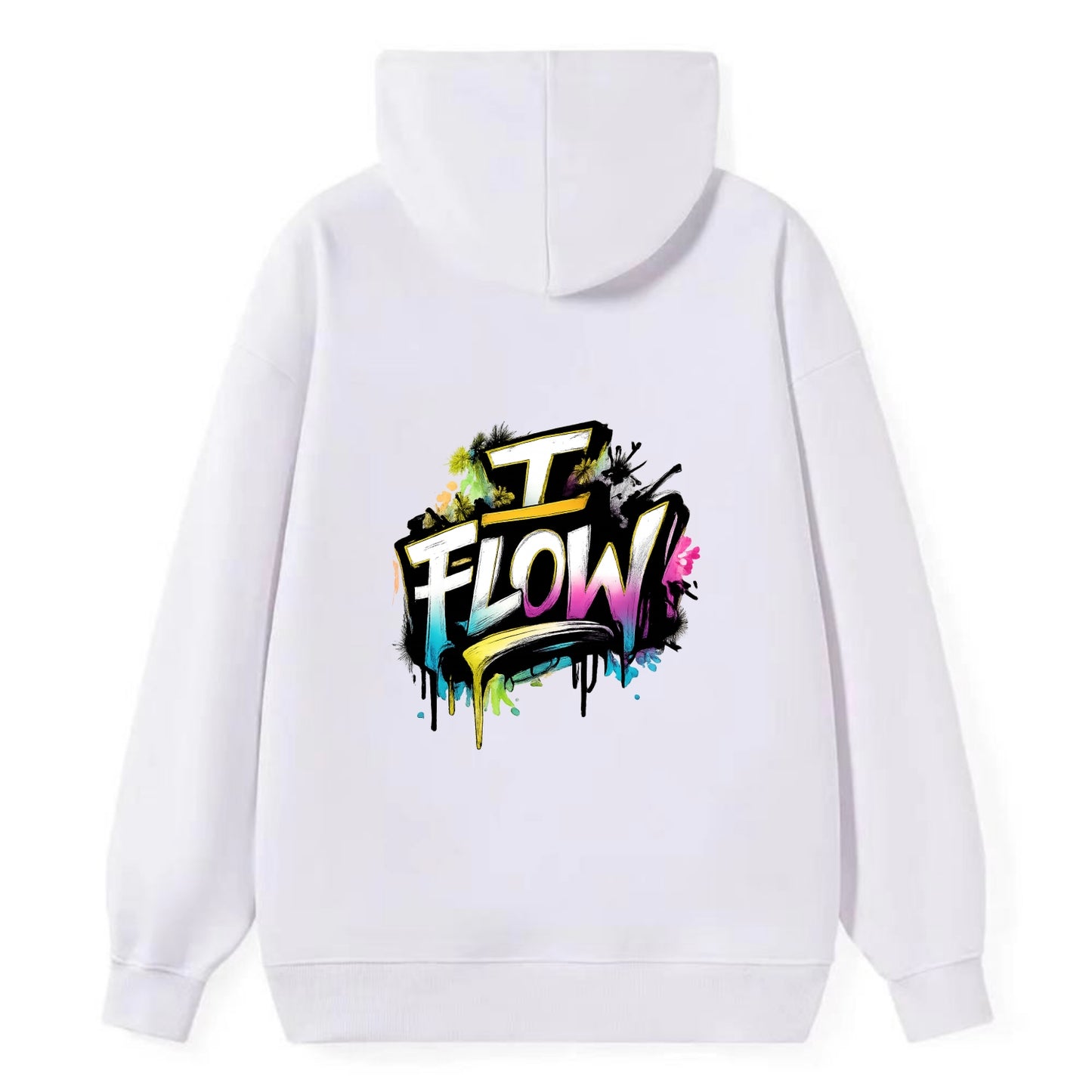 Bold typography design - "I FLOW" - going with life, easy movement - Classic Pullover Hoodie - White