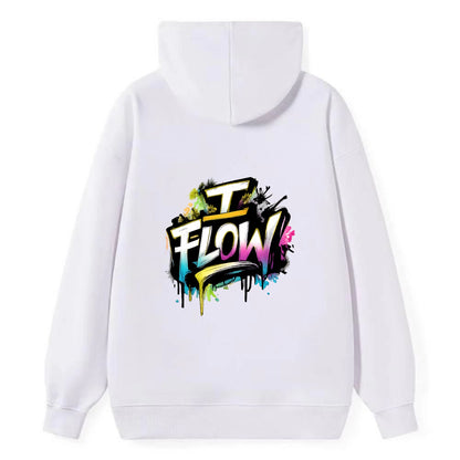 Bold typography design - "I FLOW" - going with life, easy movement - Classic Pullover Hoodie - White