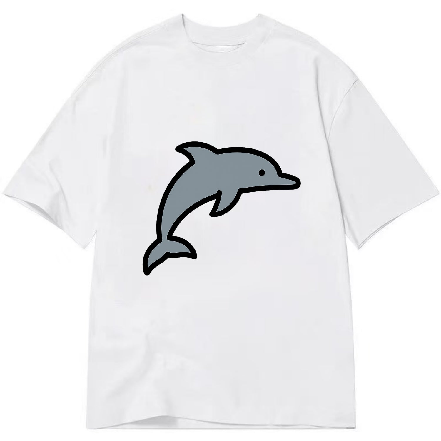 Bottlenose Dolphin - Gray jumping pose flat side profile - Classic T-shirt - White