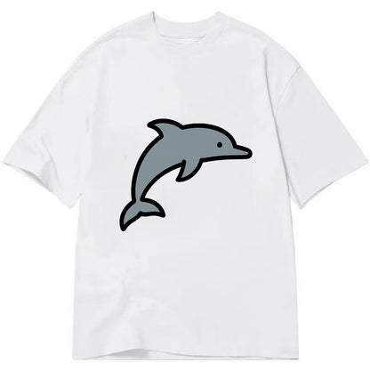 Bottlenose Dolphin - Gray jumping pose flat side profile - Classic T-shirt - White