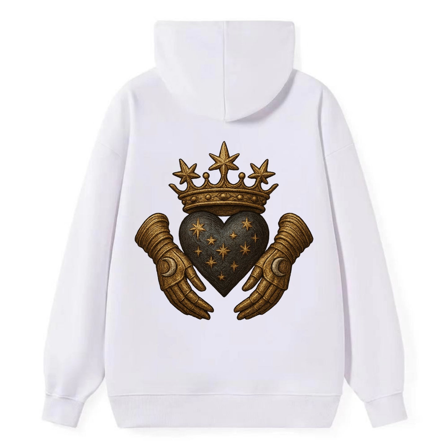 Ice crystal crown framing a frosted heart with fur-trimmed winter hands - Classic Pullover Hoodie - White