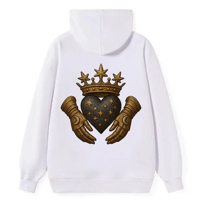 Ice crystal crown framing a frosted heart with fur-trimmed winter hands - Classic Pullover Hoodie - White