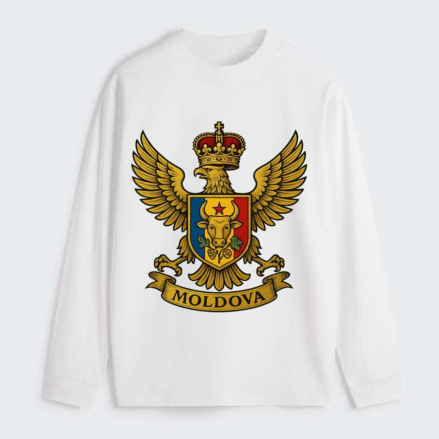 Moldova Heritage Badge - Classic Long Sleeve Shirt - White