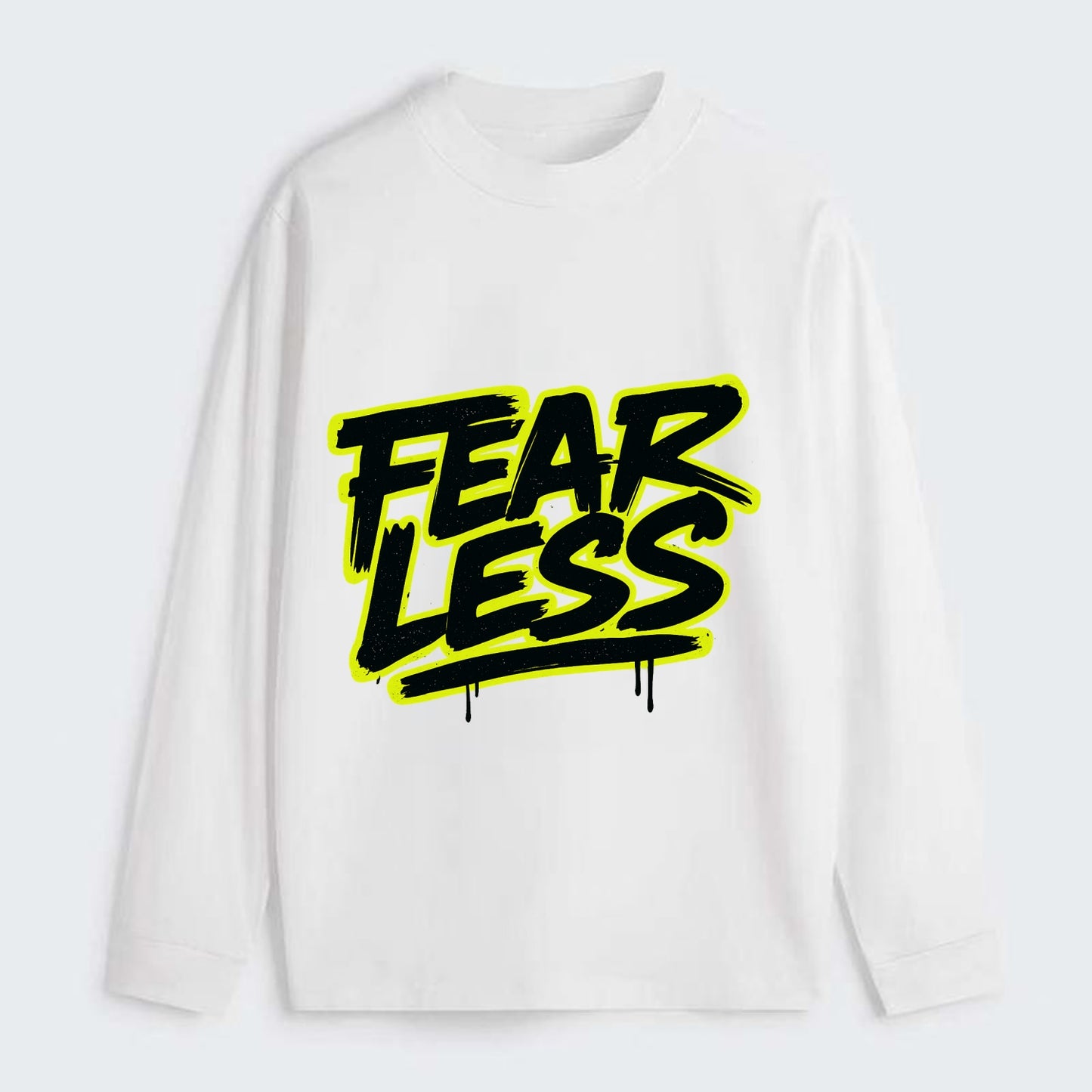Bold typography design - "FEARLESS" - courage, bravery, facing - Classic Long Sleeve Shirt - White