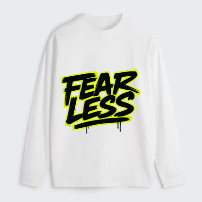 Bold typography design - "FEARLESS" - courage, bravery, facing - Classic Long Sleeve Shirt - White
