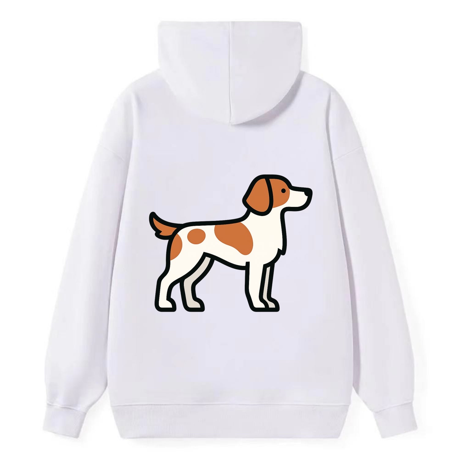 Brittany Spaniel - Orange and white flat side profile - Classic Pullover Hoodie - White