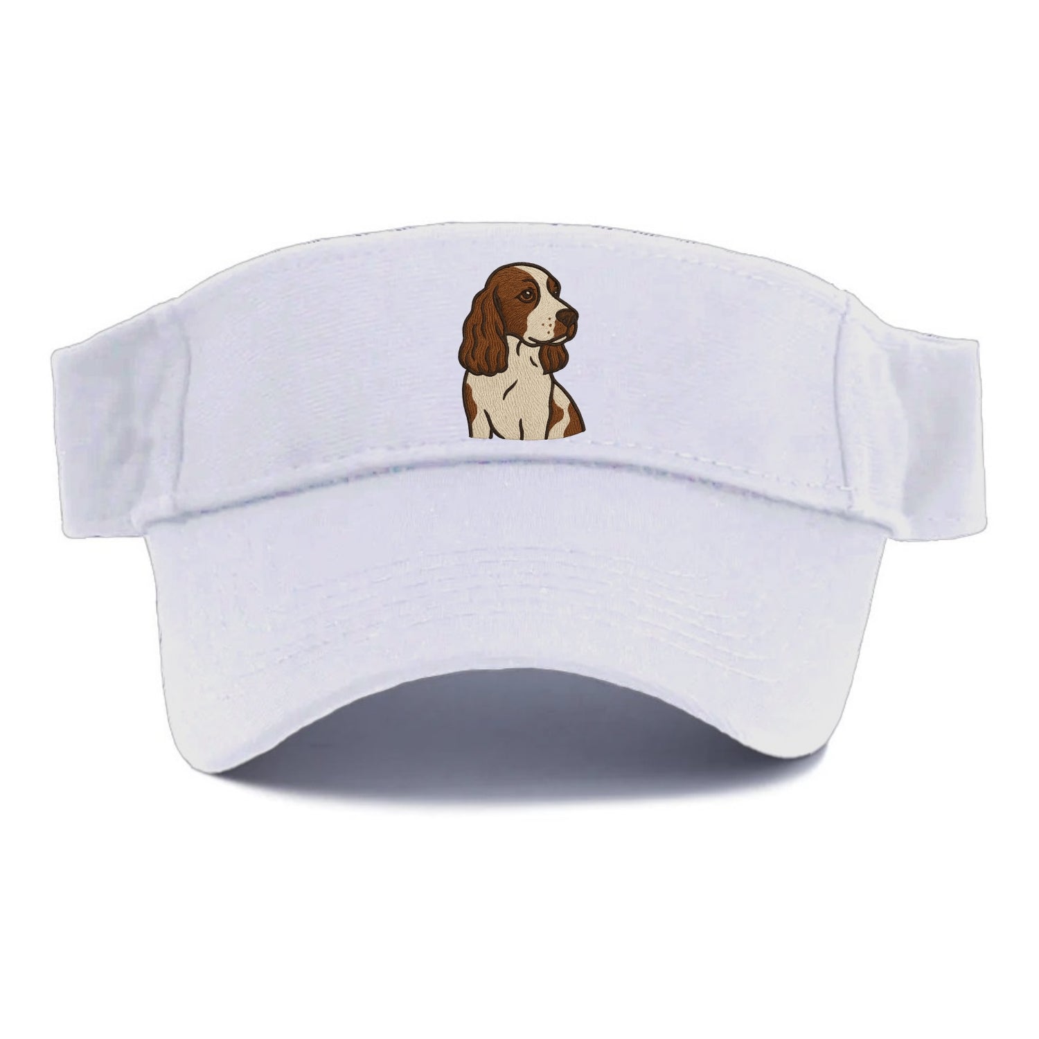 English Cocker Spaniel - Liver and white embroidered design - Visor - White