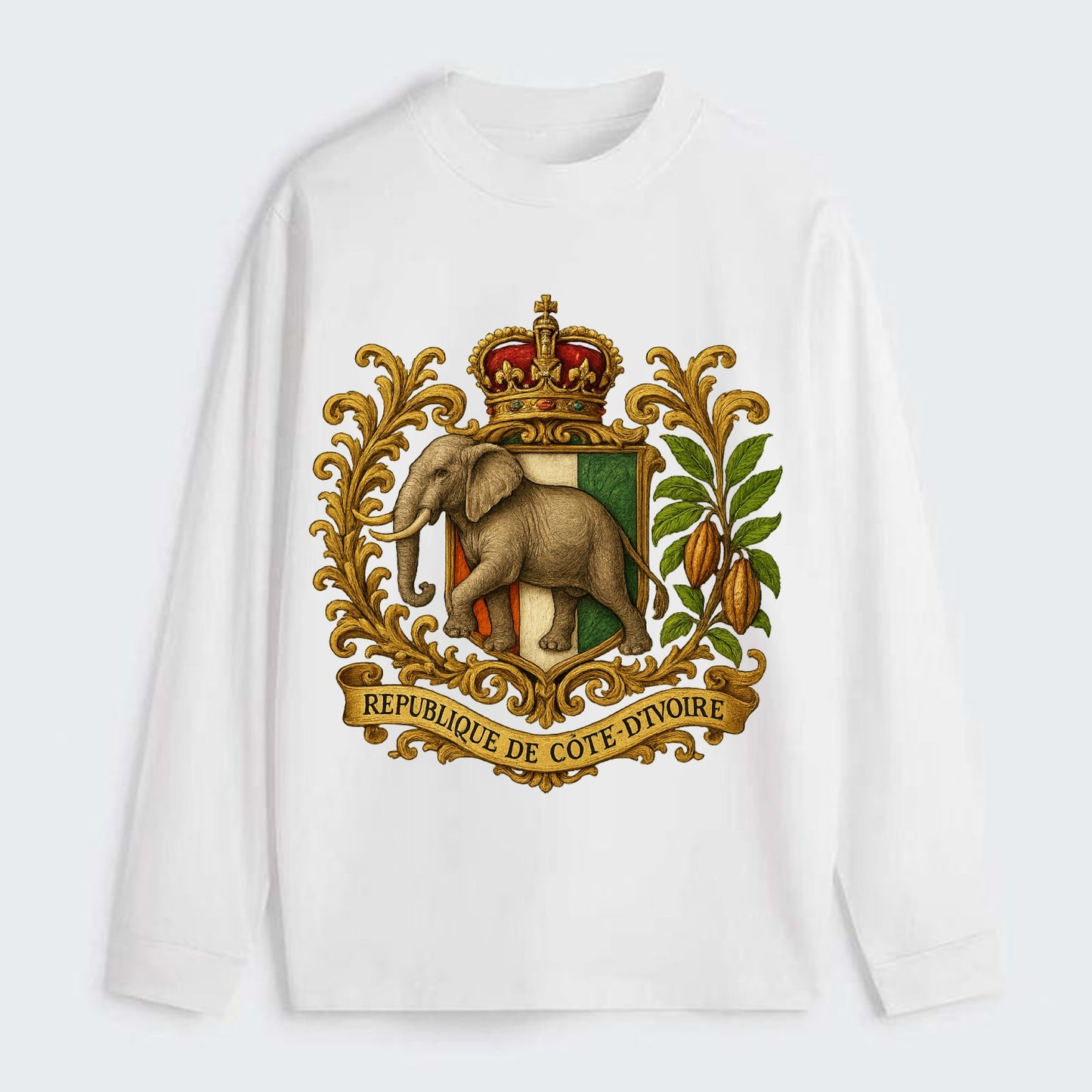 Ivory Coast Heritage Badge - Classic Long Sleeve Shirt - White