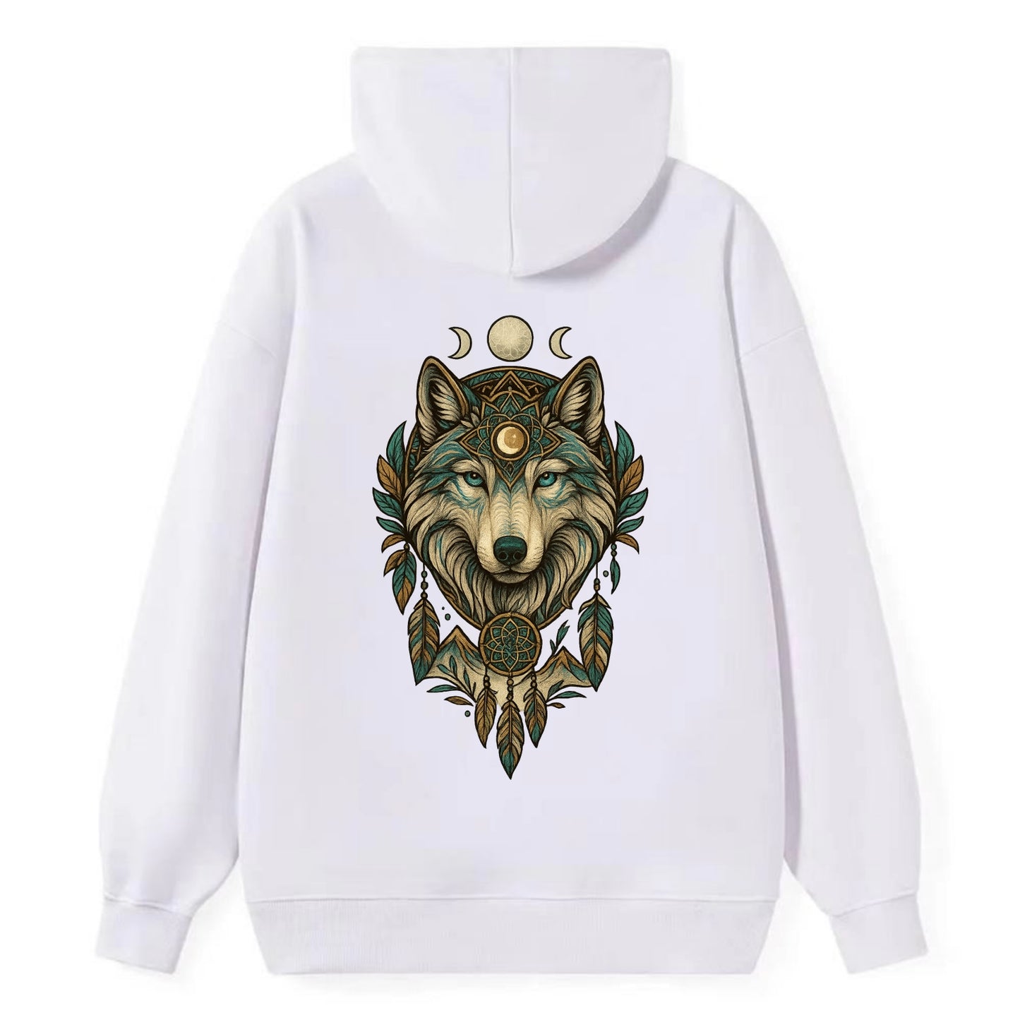 Pearl Wolf Shimmer  - Classic Pullover Hoodie - White