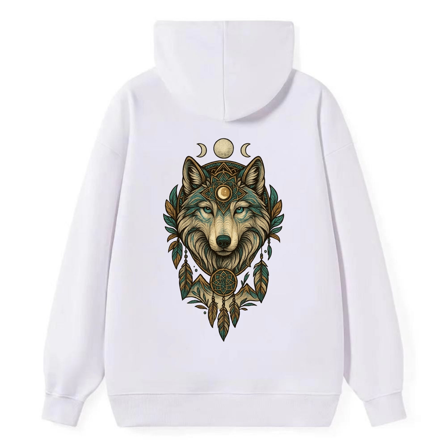 Pearl Wolf Shimmer  - Classic Pullover Hoodie - White