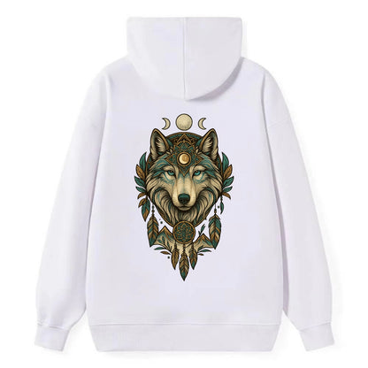 Pearl Wolf Shimmer  - Classic Pullover Hoodie - White
