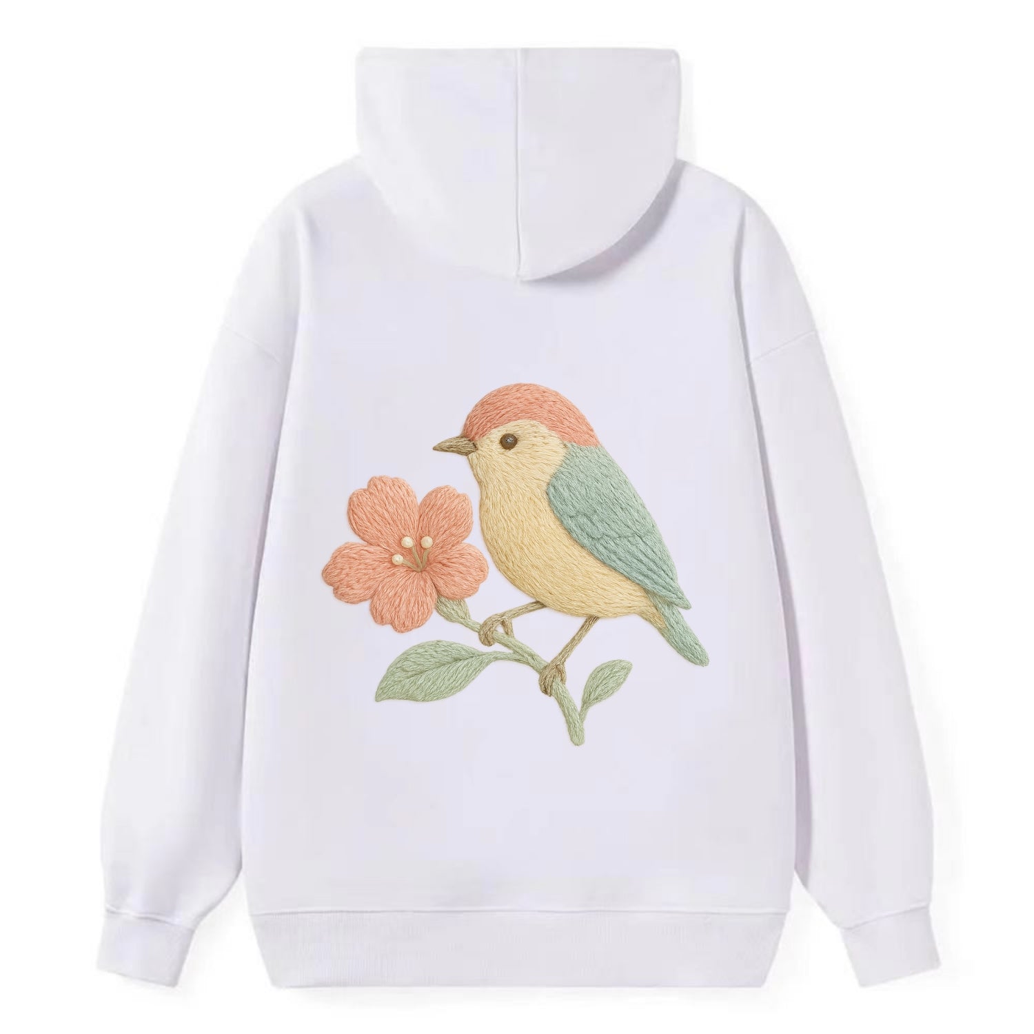 Peach Flowerpecker - Classic Pullover Hoodie - White