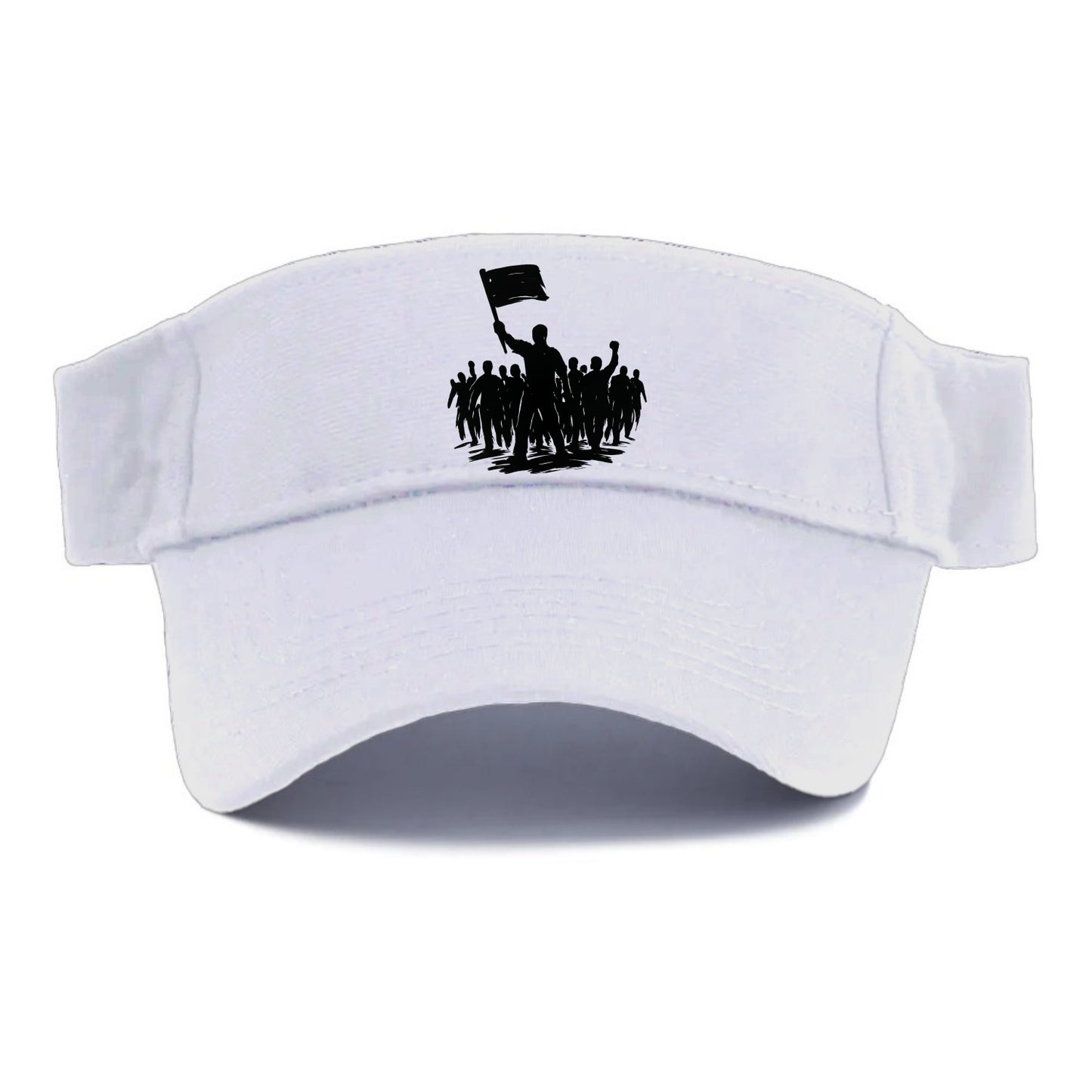 Crowd of protesters marching - solidarity movement ink painting - Visor - White