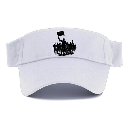 Crowd of protesters marching - solidarity movement ink painting - Visor - White