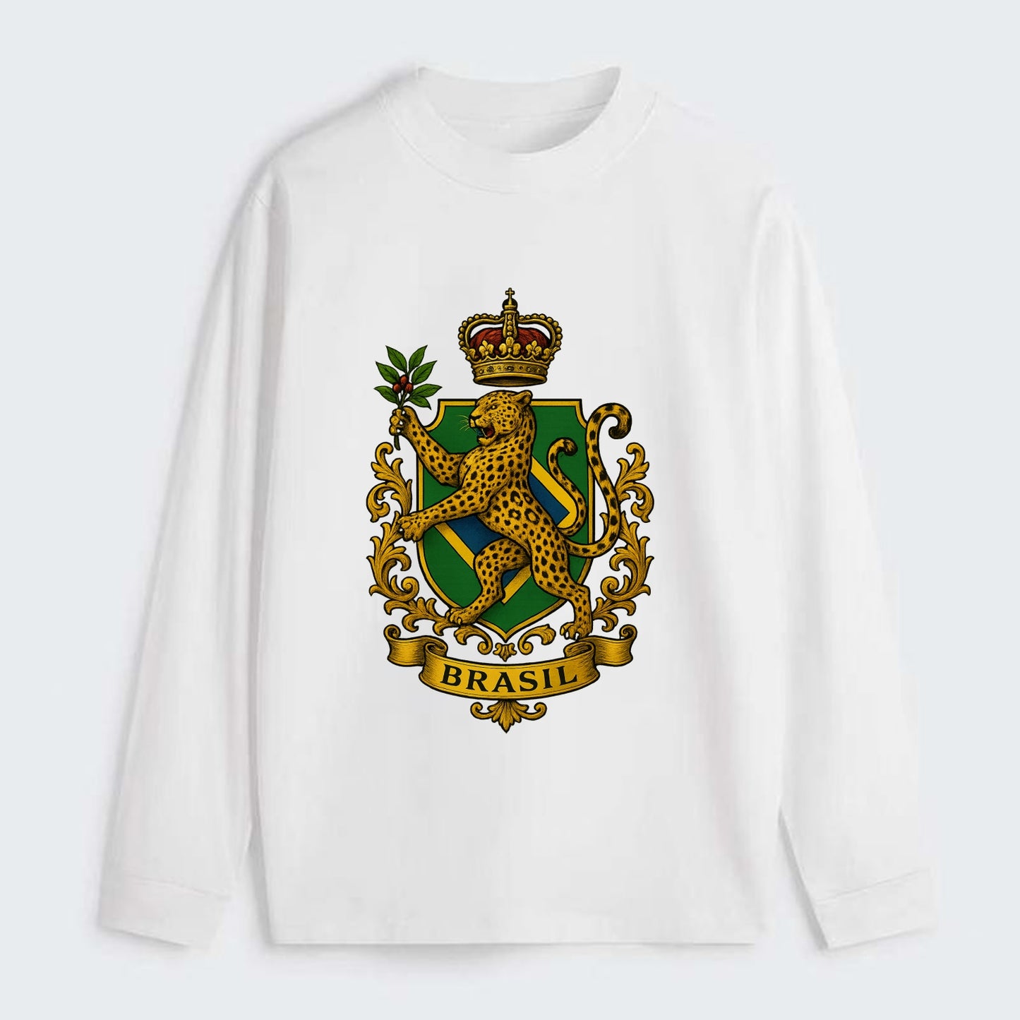 Brazil Jaguar Emblem  - Classic Long Sleeve Shirt - White
