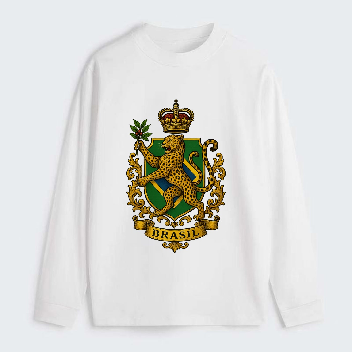 Brazil Jaguar Emblem  - Classic Long Sleeve Shirt - White