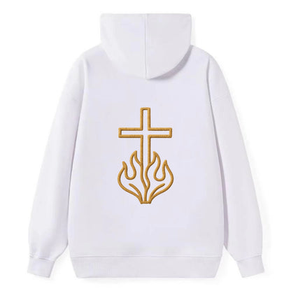 Burning Bush Cross  - Classic Pullover Hoodie - White
