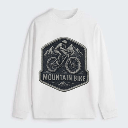 Mountain bike with rugged tires - cyclist badge - Classic Long Sleeve Shirt - White
