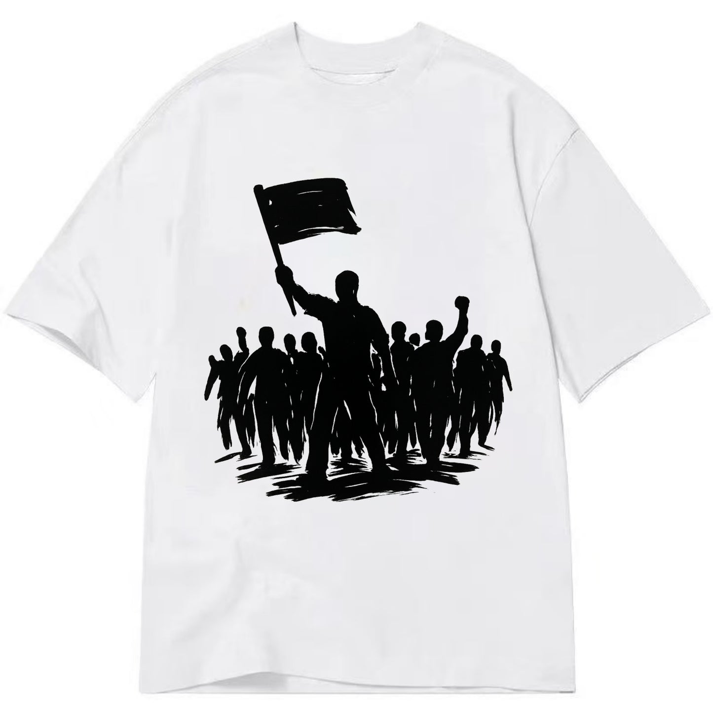 Crowd of protesters marching - solidarity movement ink painting - Classic T-shirt - White