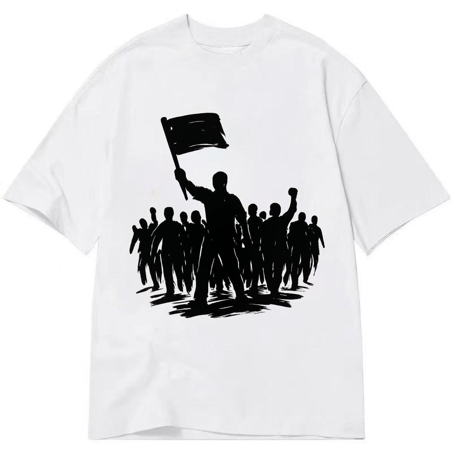 Crowd of protesters marching - solidarity movement ink painting - Classic T-shirt - White
