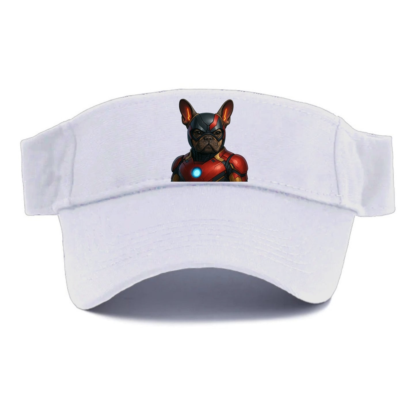 French Bulldog Iron Man  - Visor - White