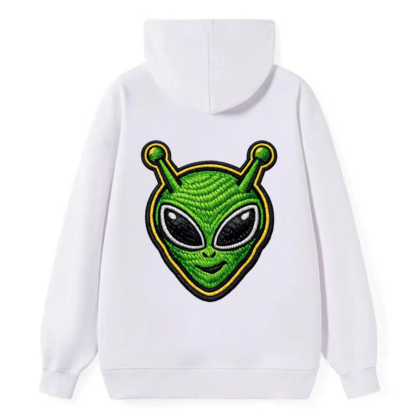 ALIEN MARTIAN - green alien with antenna in green , little green man - Classic Pullover Hoodie - White