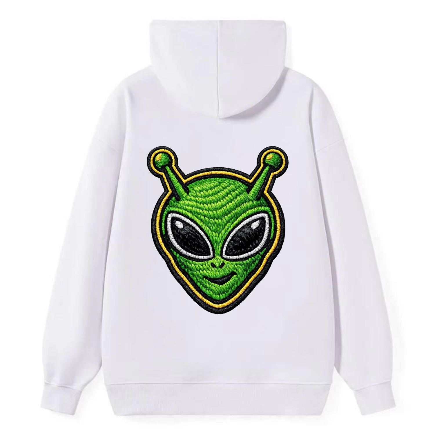 ALIEN MARTIAN - green alien with antenna in green , little green man - Classic Pullover Hoodie - White