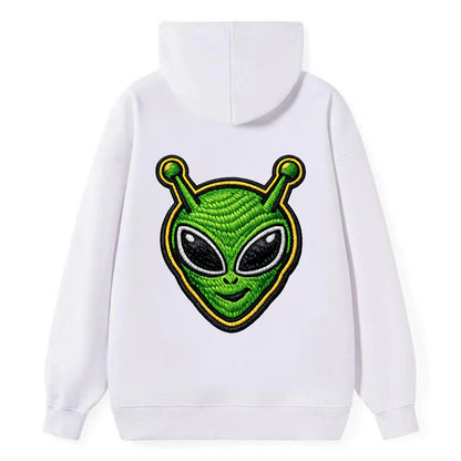 ALIEN MARTIAN - green alien with antenna in green , little green man - Classic Pullover Hoodie - White