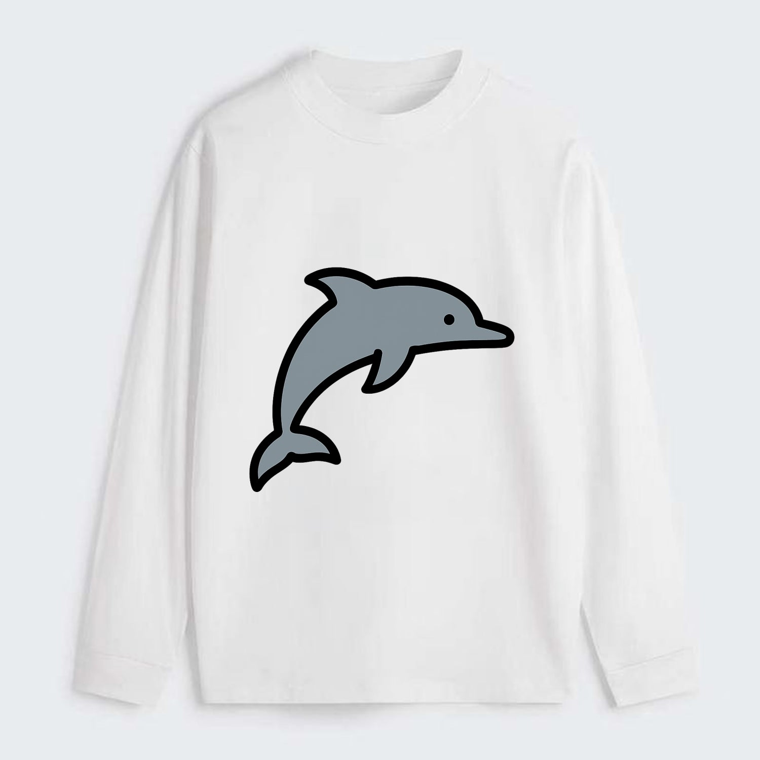 Bottlenose Dolphin - Gray jumping pose flat side profile - Classic Long Sleeve Shirt - White