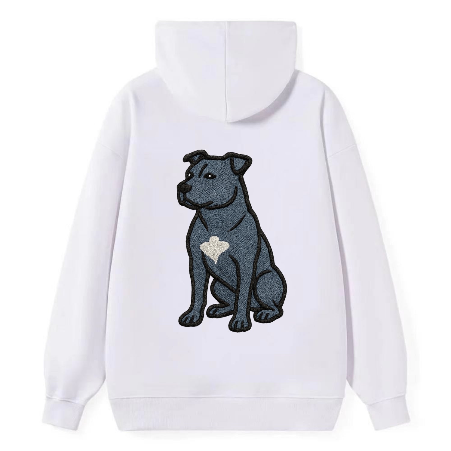 American Staffordshire Terrier - Blue embroidered design - Classic Pullover Hoodie - White