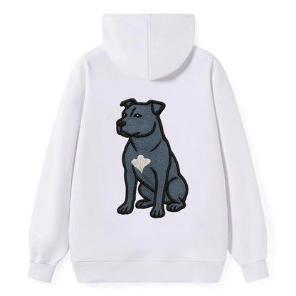 American Staffordshire Terrier - Blue embroidered design - Classic Pullover Hoodie - White
